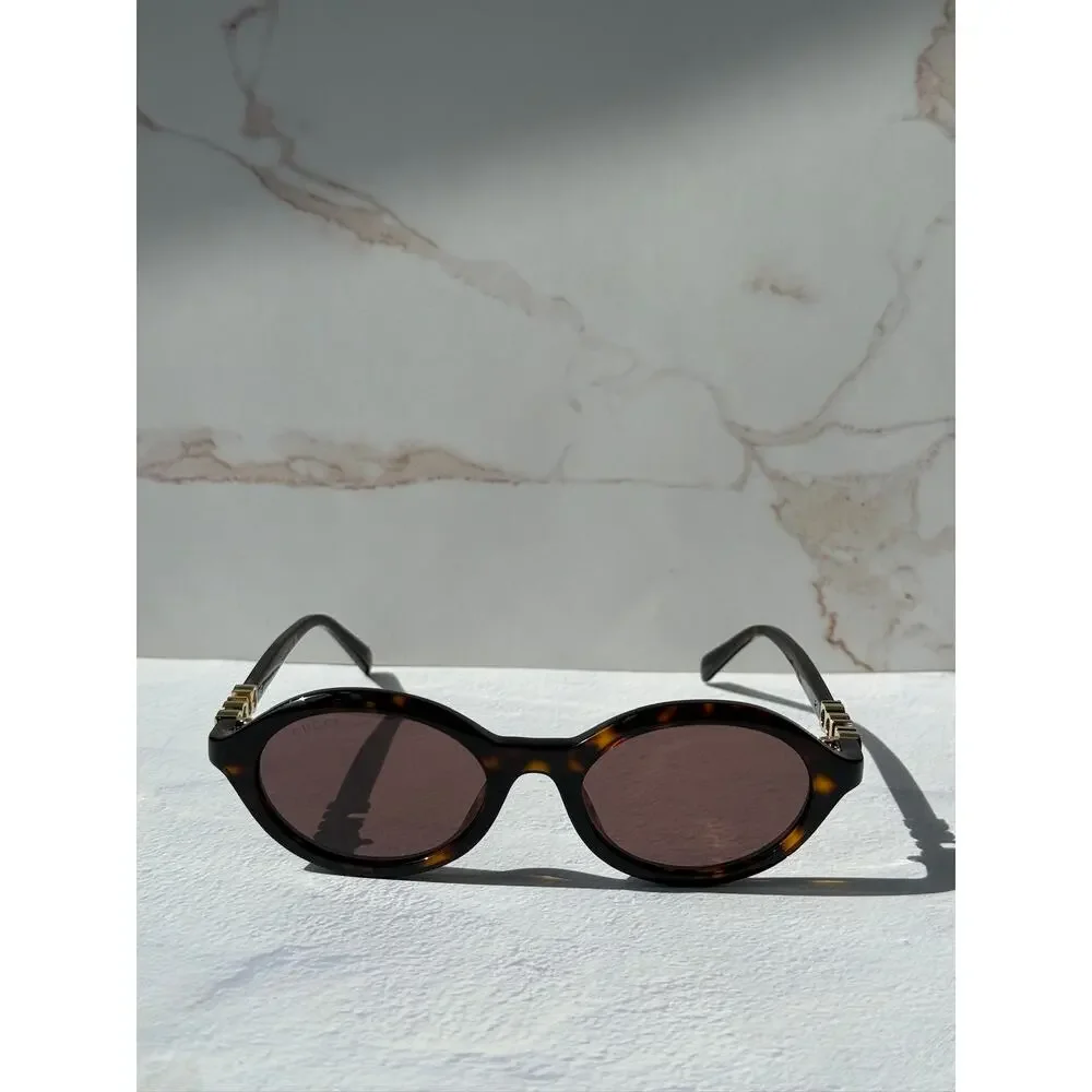 NEW Gucci GG2153S Brown Logo Oval Sunglasses $515